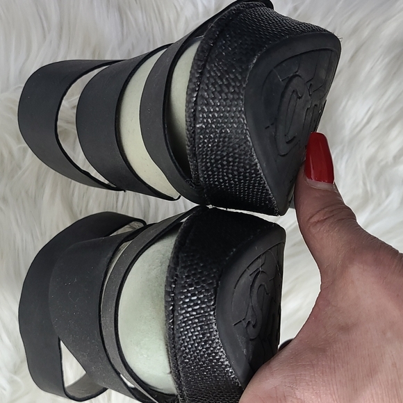 Circus by Sam Edelman Slip On Wedge Sandals Size 9.5 Black Woven Fabric Spring - Picture 5 of 9